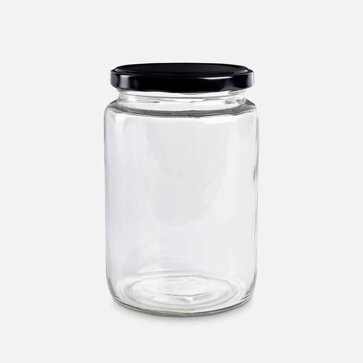 Round preserving jar with a black aluminium lid