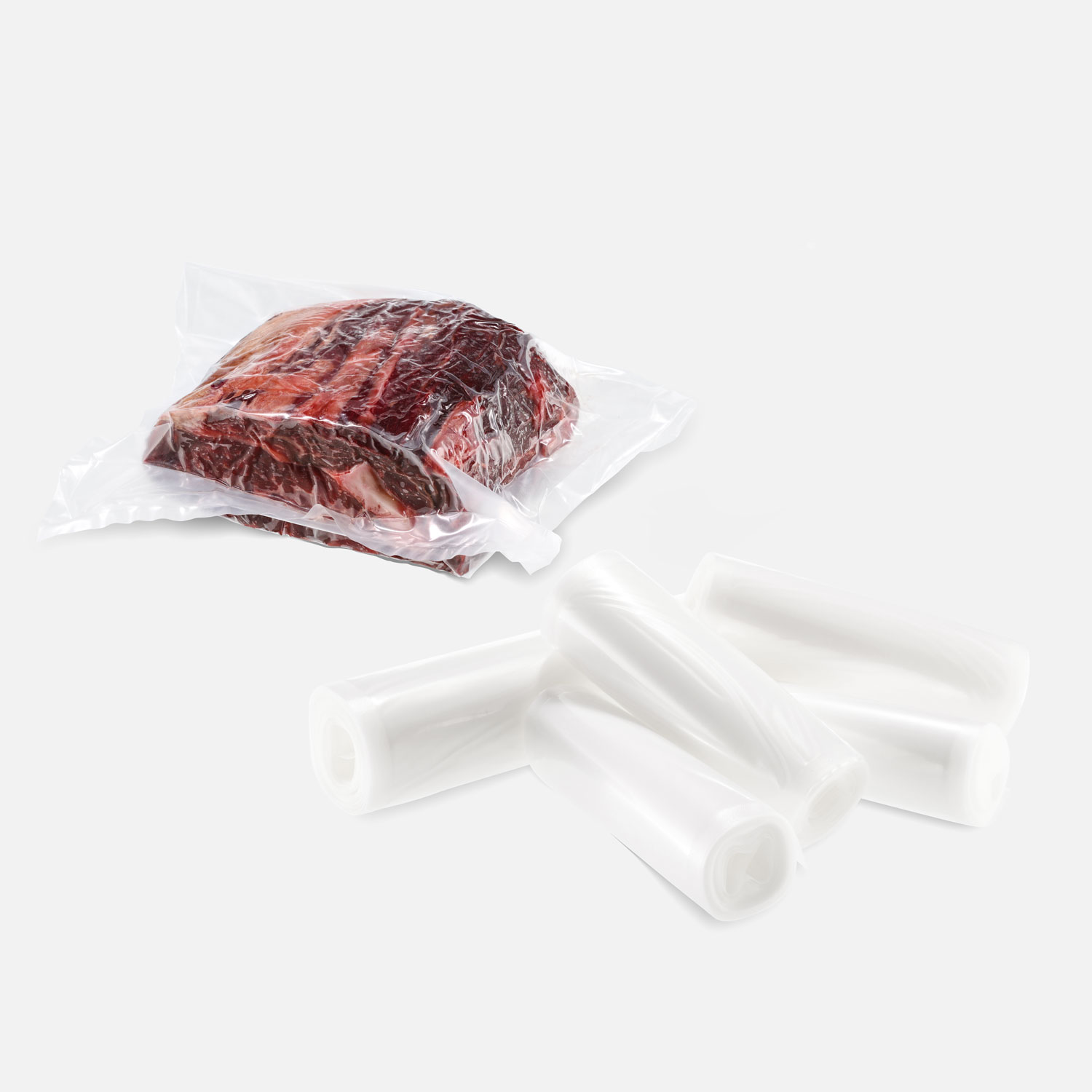 Dry aged beef in a transparent maturing bag