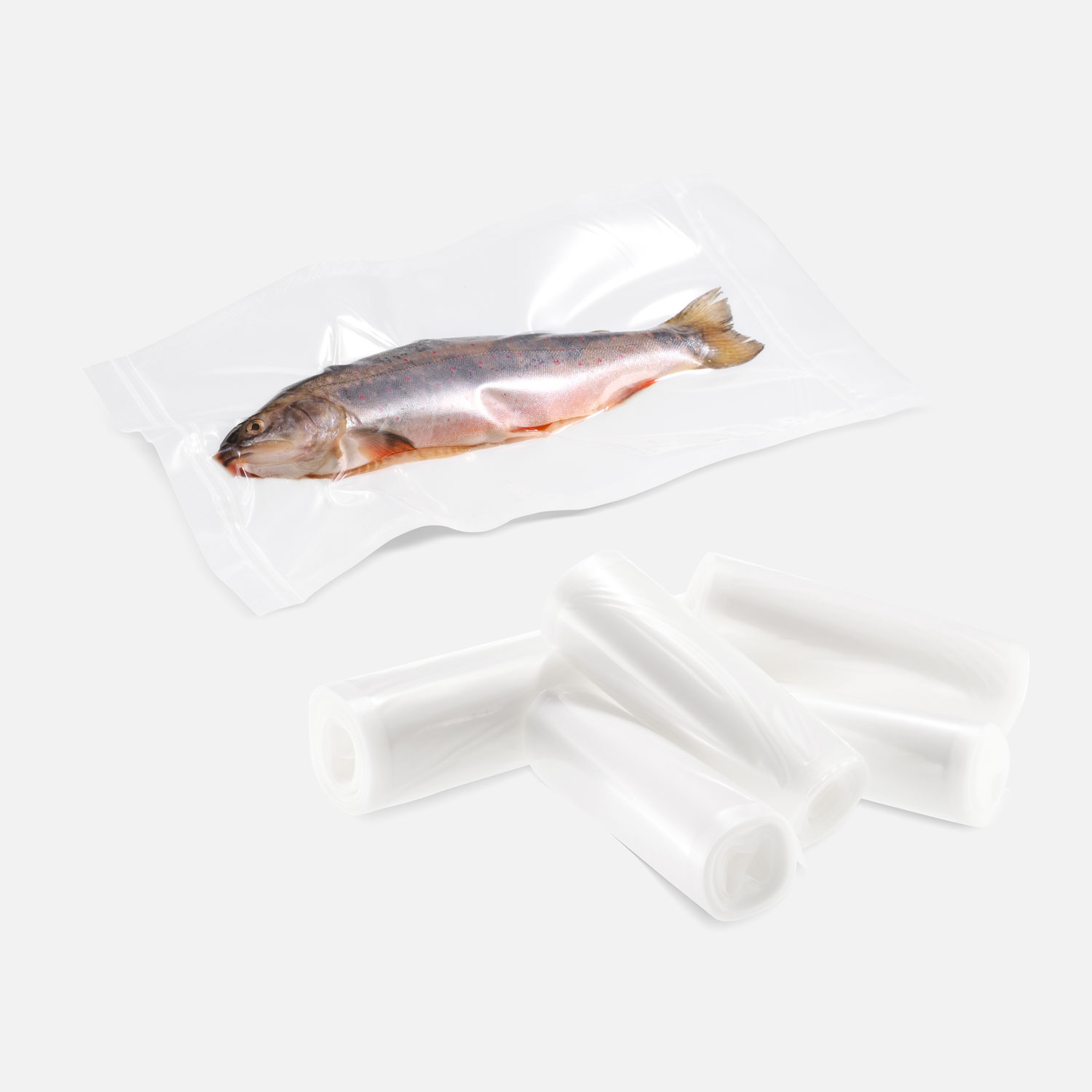 Structured vacuum roll with trout vacuum-sealed