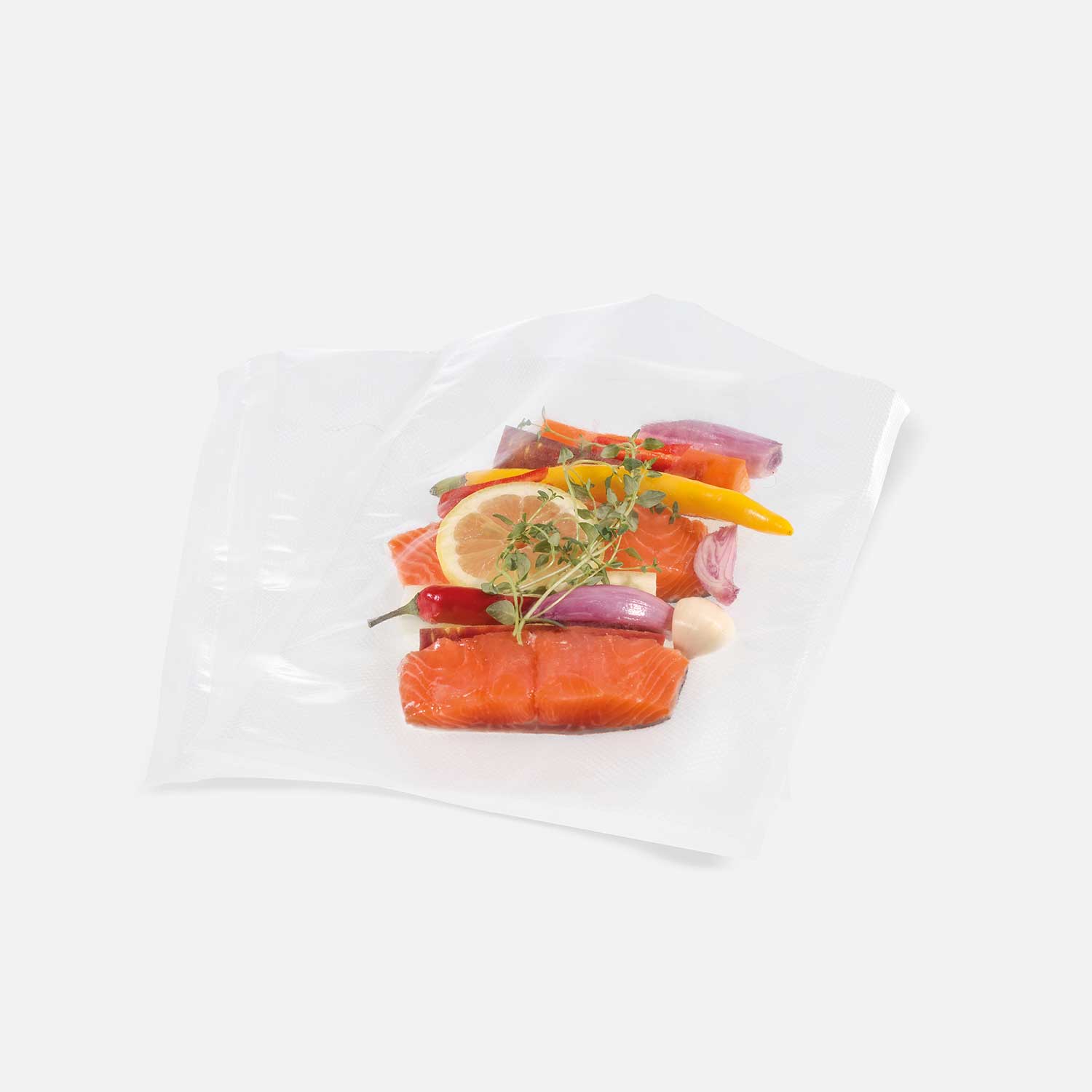 H-Vac vacuum cooking bags with food for sous-vide cooking not yet vacuum-sealed