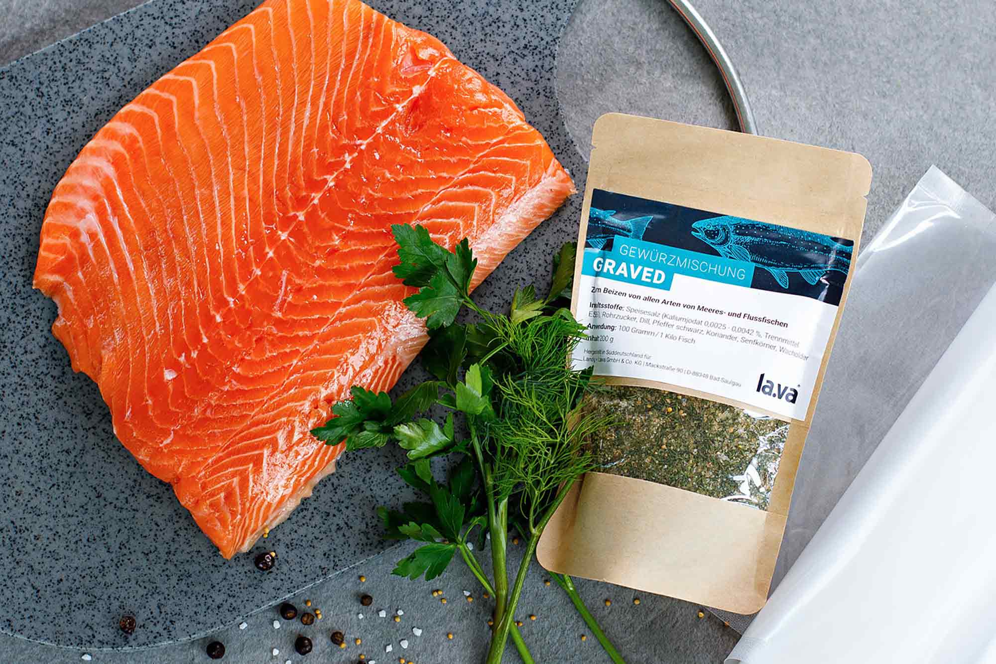 Lachs mit Lava Gewürzmischung für Graved Lachs