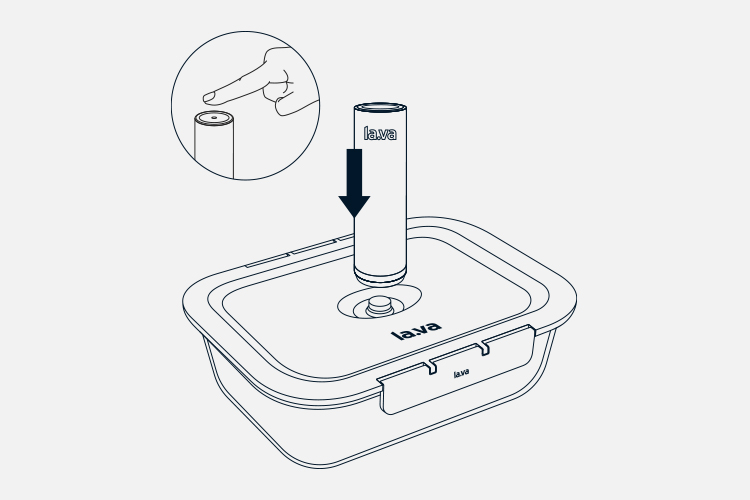 The diagram shows the electrical vacuum pump being fitted onto the container lid.