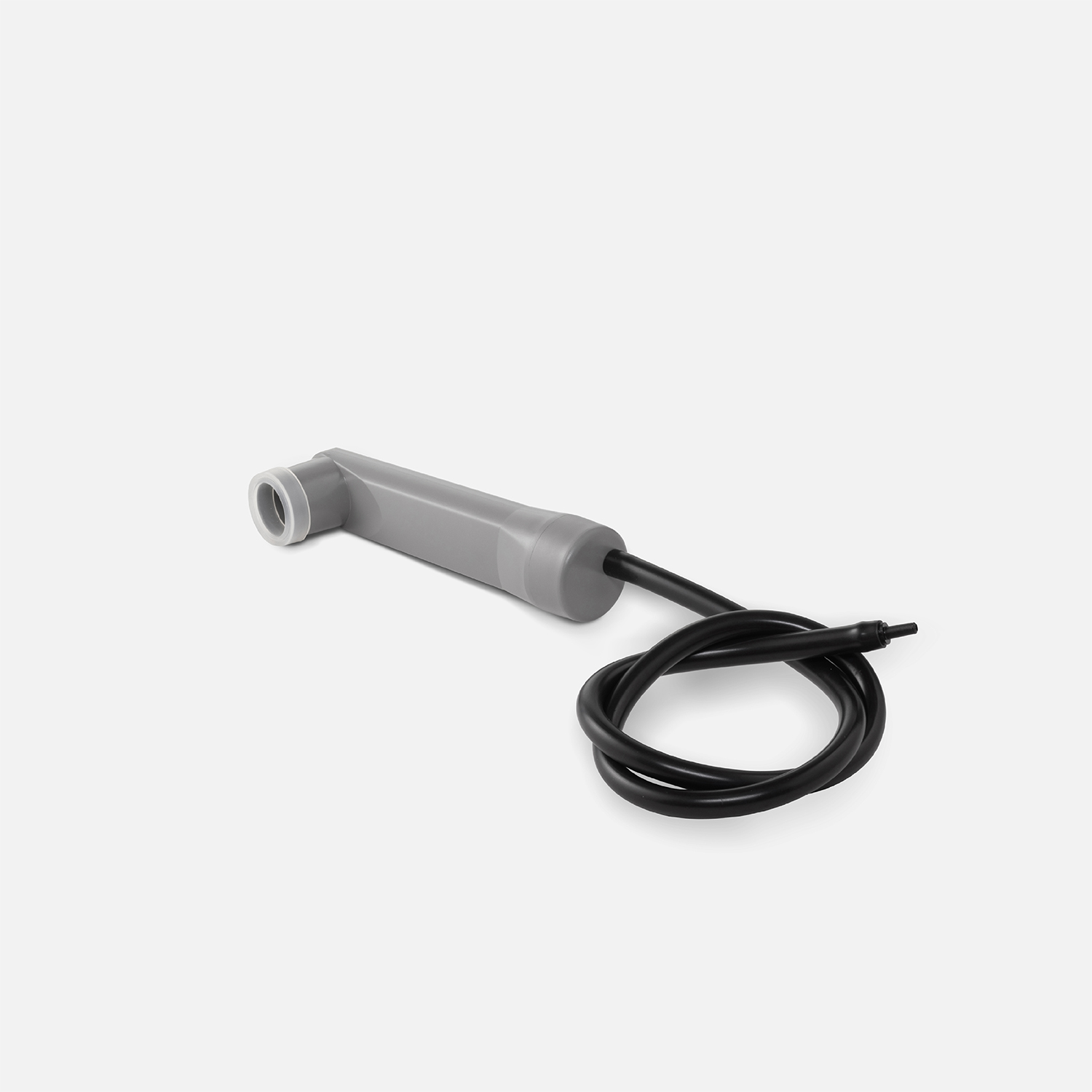 Grey suction device with a black hose for vacuuming containers