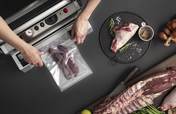 With the V.350 Premium vacuum sealer, wild game meat is vacuum-sealed in a vacuum bag