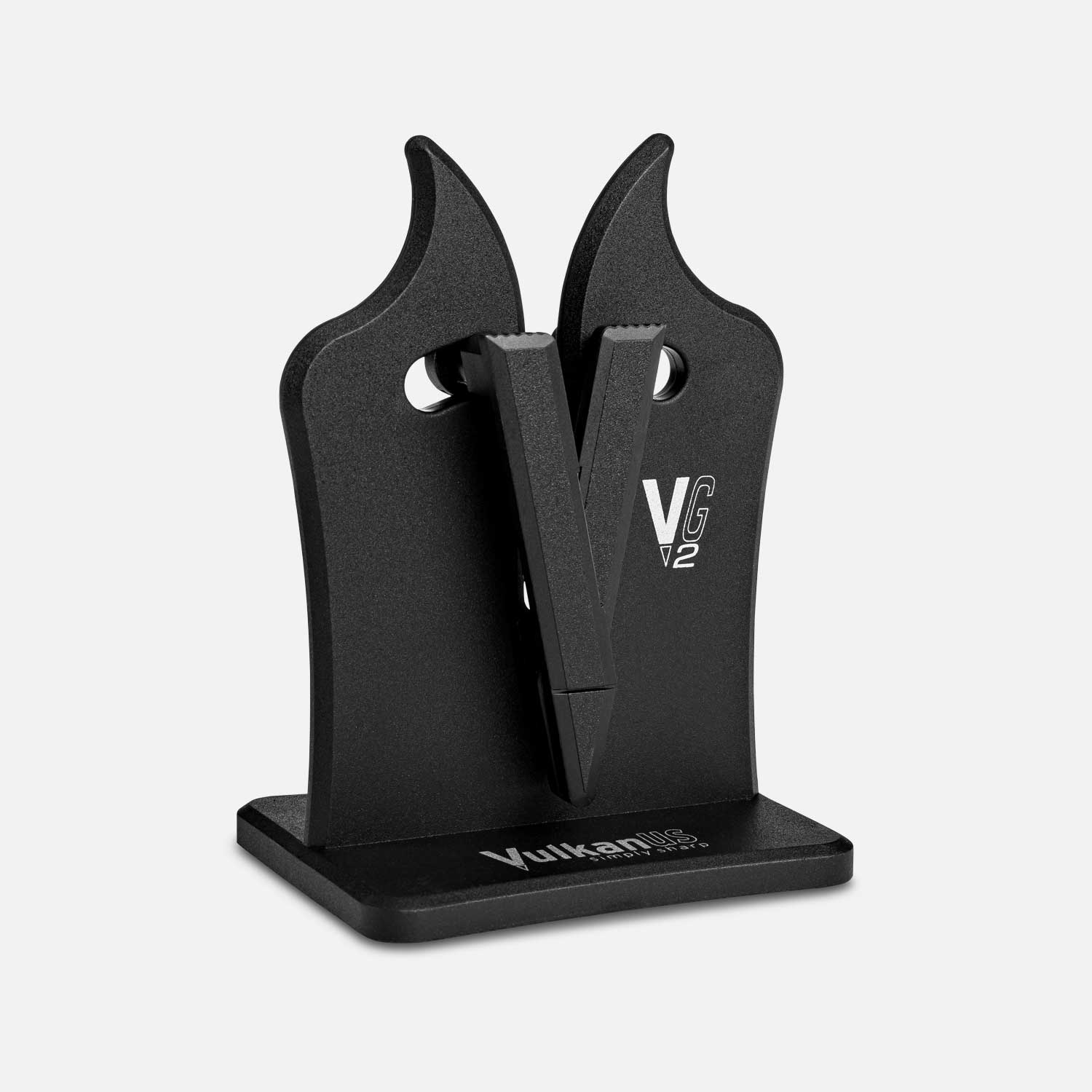 Vulkanus knife sharpener made of black plastic